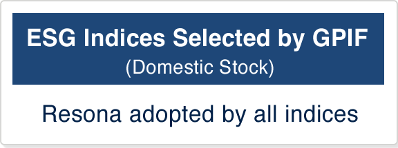 ESG indices selected by GPIF (Domestic Stock) Resona adopted by all indices