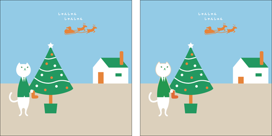 りそにゃがクリスマスツリーを飾っているイラスト
