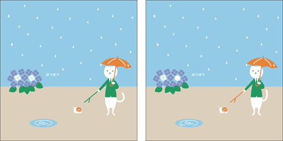りそにゃが雨の中傘をさしているイラスト