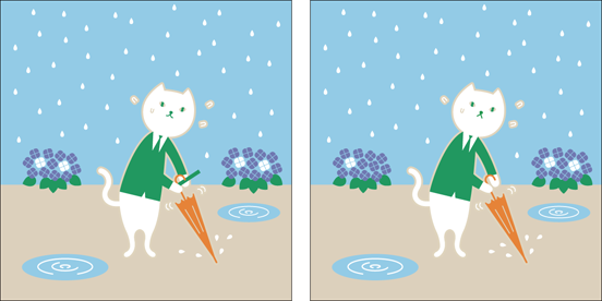 “りそにゃ”が傘を開こうとしているイラスト
