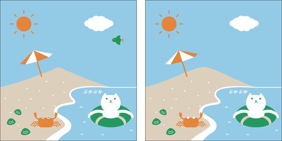 “りそにゃ”が海水浴をしているイラスト