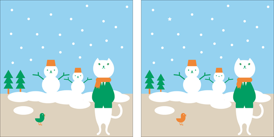 雪だるまと“りそにゃ”のイラスト