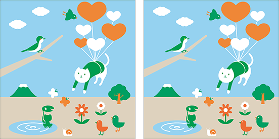りそにゃが空を飛んでいるイラスト