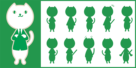 りそにゃのシルエットが並んだイラスト