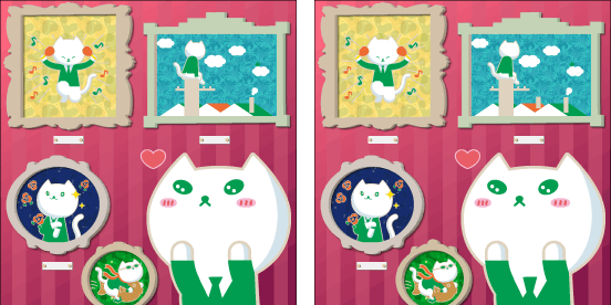 美術館で自分の絵を見るりそにゃのイラスト