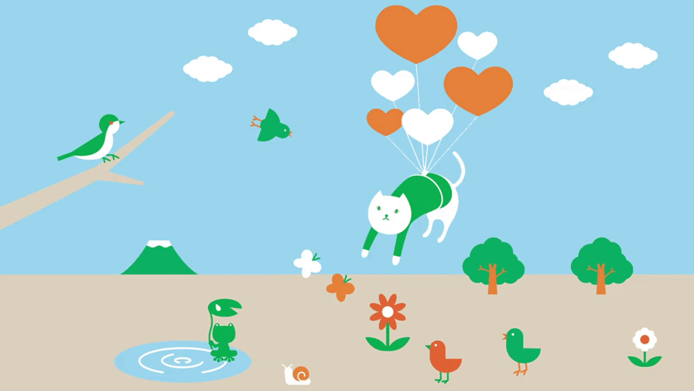 風船で浮かぶりそにゃのイラスト