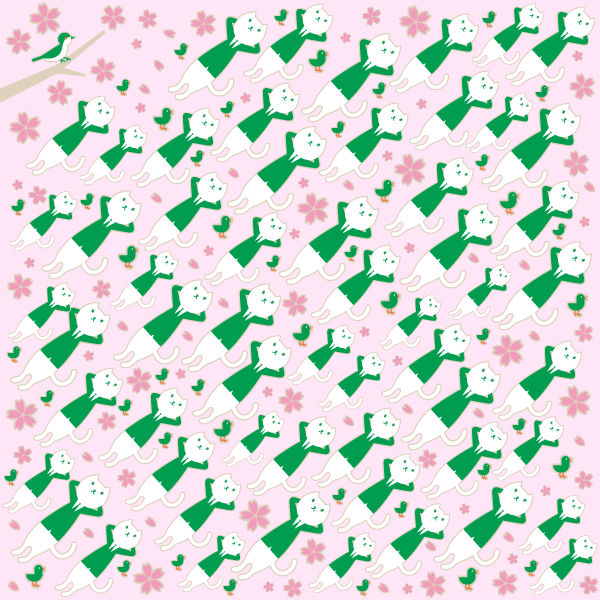 寝転がって桜を楽しむ“りそにゃ”のイラスト