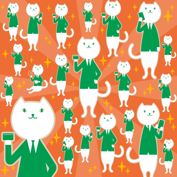りそにゃがカードなどを持ってるイラスト