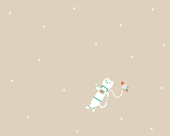 宇宙服を着たりそにゃが、宇宙を浮遊しているイラスト