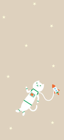 宇宙服を着たりそにゃが、宇宙を浮遊しているイラスト